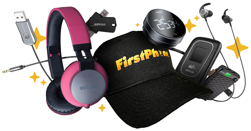 Ceny: reproduktory, headsety, elektronické produkty a merch FirstPhone