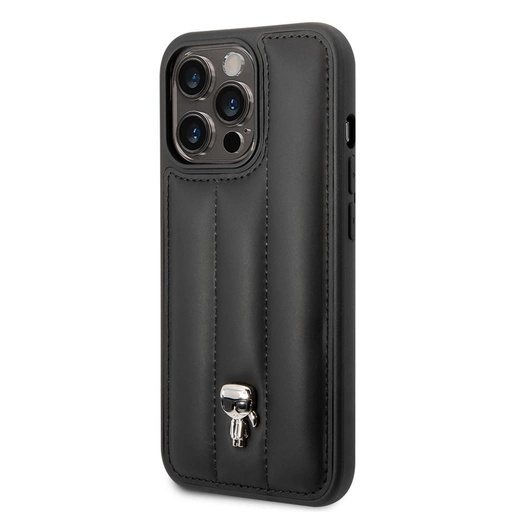 Apple iPhone 14 Pro Karl Lagerfeld Quilted Puffy Ikonický Logo puzdro (Čierny) – KLHCP14LPSQPK