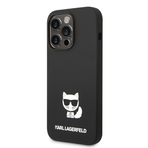 Apple iPhone 14 Pro Max Karl Lagerfeld Liquid Silicone Choupette puzdro (Čierny) – KLHCP14XSLCTBK