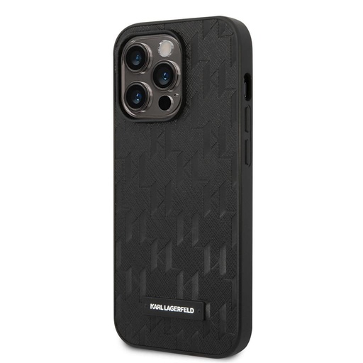 Apple iPhone 14 Pro Karl Lagerfeld Saffiano Monogram puzdro (Čierny) – KLHCP14LSAKLHPK