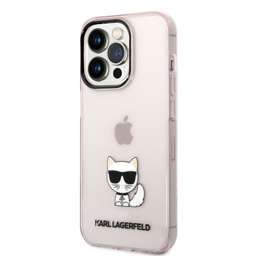 Apple iPhone 14 Pro Max (Ružový) Karl Lagerfeld Choupette Logo puzdro - KLHCP14XCTTRI