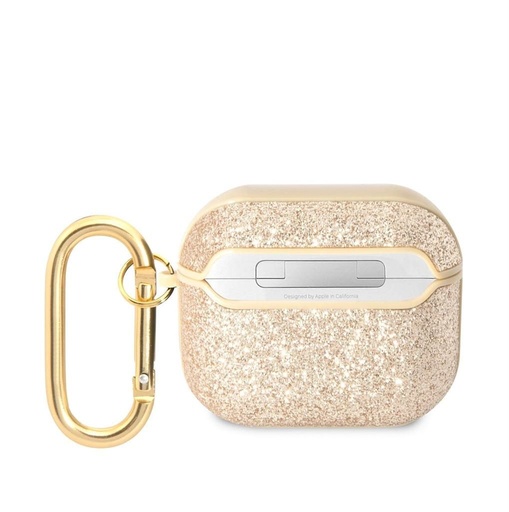 AirPods 3 Guess Glitter Flakes Metal Logo puzdro (Zlatý) - GUA3HGGSHD