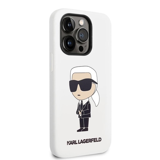 Apple iPhone 14 Pro Max Karl Lagerfeld Liquid Silicone Ikonický NFT puzdro (Biely) – KLHCP14XSNIKBCH