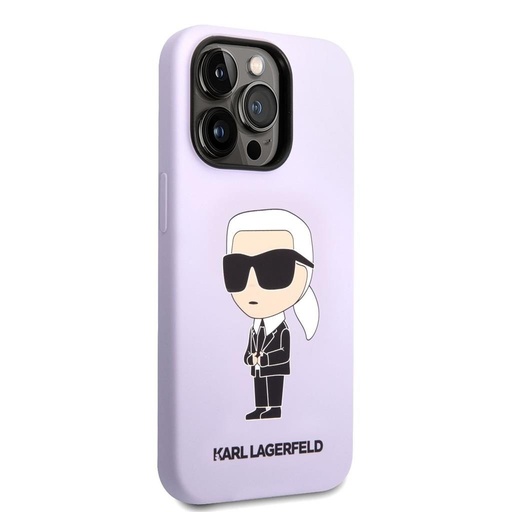 Apple iPhone 14 Pro Max Karl Lagerfeld Liquid Silicone Ikonický NFT puzdro (Fialový) – KLHCP14XSNIKBCU