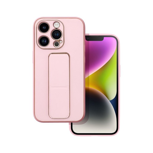 Apple iPhone 14 Pro koža ochranné puzdro vysúvací so stojanom, magnetický držiak do auta kompatibilný (Ružový)
