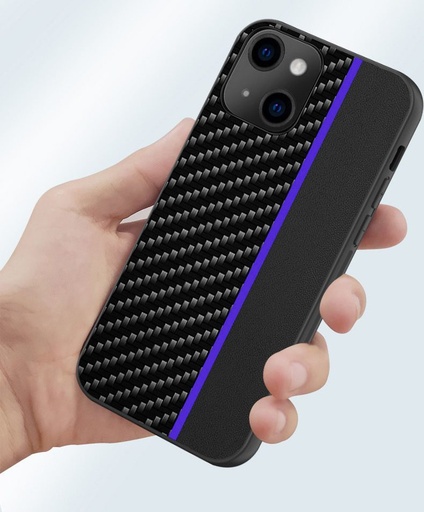 Apple iPhone 13 MOTO carbon zadný kryt (Čierny Modrý S pruhom)