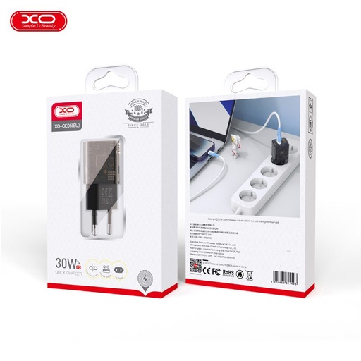 XO CE05 PD 30W rýchlonabíjačka (Hnedý) – QC 3.0 18W, USB-A + USB-C konektor