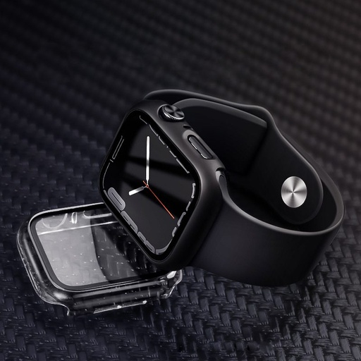 Apple Watch 7/Watch 8 41mm Hoco WS3 Shadow puzdro vstavaný so ochranným sklom (Čierny)