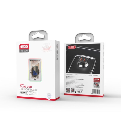 XO CC49 do auta nabíjačka (2xUSB port), priehľadný/hnedý
