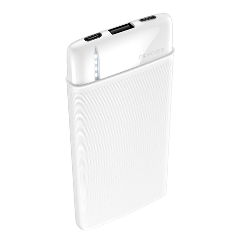 Forever TB 5000mAh s kapacitou powerbanka, microUSB s káblom biely