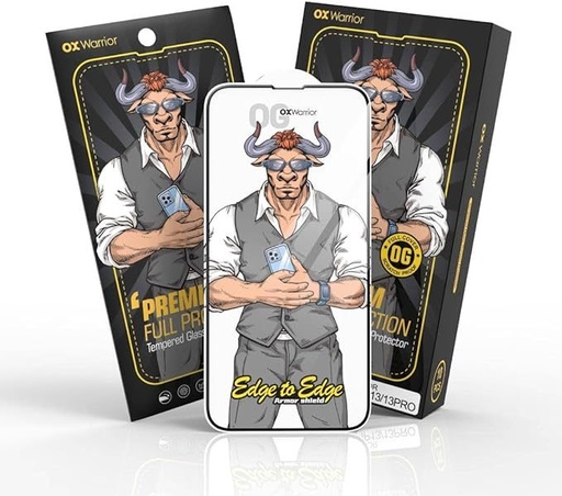 Apple iPhone 14 Pro Max (6,7) OX Warrior Mr. Boxer flexibilný anti statický odolný ochranné sklo priehľadný (čierny rám)