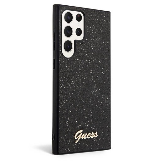 Samsung Galaxy S23 Ultra Guess Glitter Flakes Metal Logo puzdro (Čierny) - GUHCS23LHGGSHK