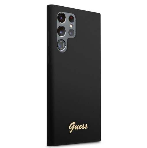 Samsung Galaxy S23 Ultra Guess Liquid Silicone Metal Logo puzdro (Čierny) - GUHCS23LSLSMK