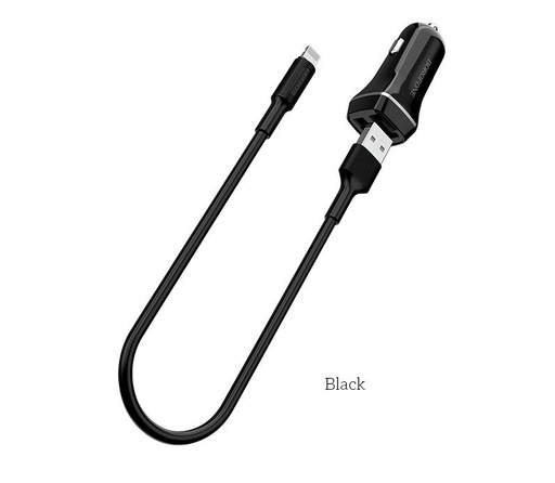 Borofone BZ2 do auta nabíjačka (2 USB port, lightning kábel), 5V 2,4A, čierny