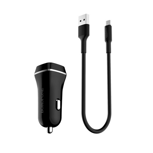 Borofone BZ2 do auta nabíjačka (2 USB port, microUSB kábel), 5V 2,4A, čierny