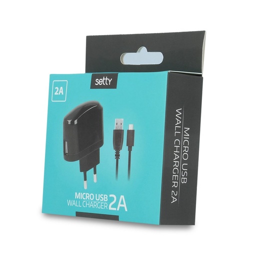 sieťový nabíjačka (microUSB kábel), 2A, čierny