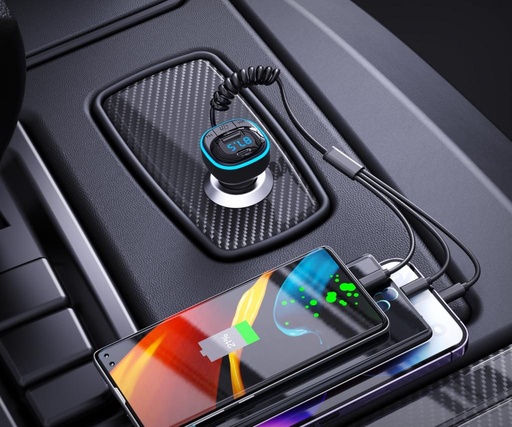 XO BCC07 FM transmitter, bluetooth, 3az1-be s nabíjacím káblom čierny