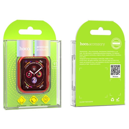 Apple Watch 7 41mm / Watch 8 41mm Hoco WS6 Shadow series puzdro (Červený)