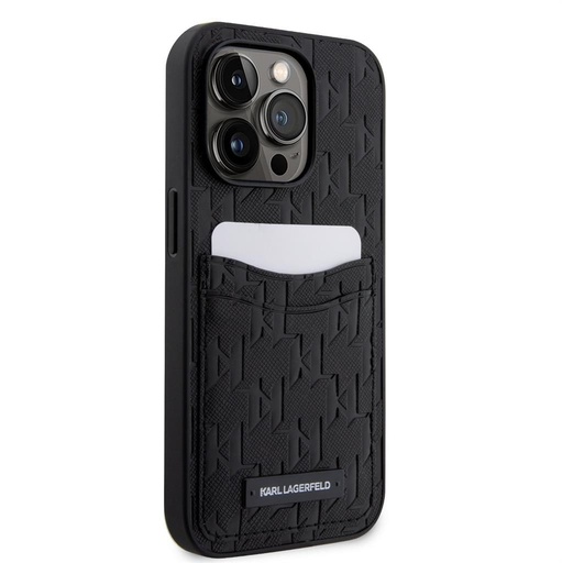 Apple iPhone 14 Pro Karl Lagerfeld Saffiano Monogram Card Slot puzdro (Čierny) – KLHCP14LSAKLHPPK