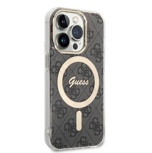 Apple iPhone 14 Pro Guess 4G IML MagSafe puzdro (Čierny) - GUHMP14LH4STK