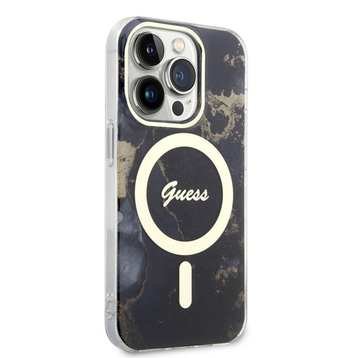 Apple iPhone 14 Pro Guess Marble IML MagSafe puzdro (Čierny) - GUHMP14LHTMRSK