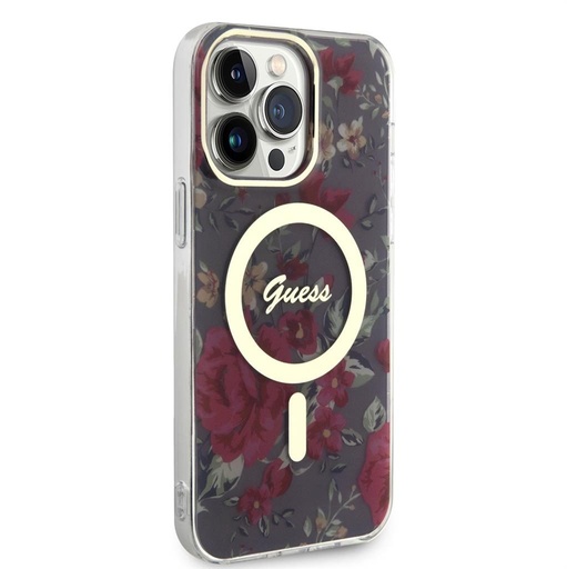 Apple iPhone 14 Pro Max Guess Flowers IML MagSafe puzdro (Khaki) - GUHMP14XHCFWSA