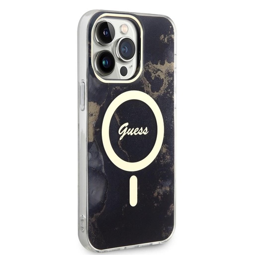 Apple iPhone 14 Pro Max Guess Marble IML MagSafe puzdro (Čierny) - GUHMP14XHTMRSK