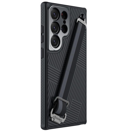 Samsung Galaxy S23 Ultra Nillkin strap odolný puzdro s popruhom (Čierny)