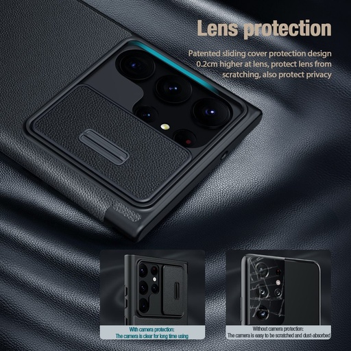 Samsung Galaxy S23 Ultra Nillkin Qin cloth pro s ochranou kamery látkový knižkové puzdro (Modrý)