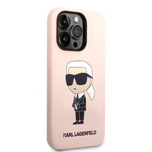 Apple iPhone 14 Pro Karl Lagerfeld Liquid Silicone Ikonický NFT puzdro (Ružový) – KLHCP14LSNIKBCP