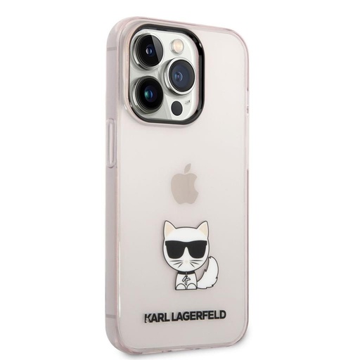 Apple iPhone 14 Pro (Ružový) Karl Lagerfeld Choupette Logo puzdro - KLHCP14LCTTRI
