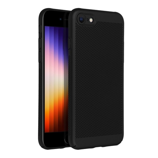 Apple iPhone 7 / iPhone 8 / iPhone 8 / iPhone SE 2020 / iPhone SE 2022 Breezy perforovaný plastový zadný kryt (Čierny)