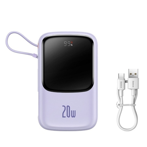 BASEUS QPow powerbanka, 10000mAH s kapacitou,20W nabíjací s výkonom, lightning s káblom fialový