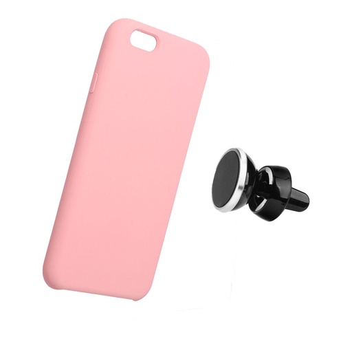 Apple iPhone 15 liquid silicone magnetický držiak do auta kompatibilný zadný kryt (Ružový)
