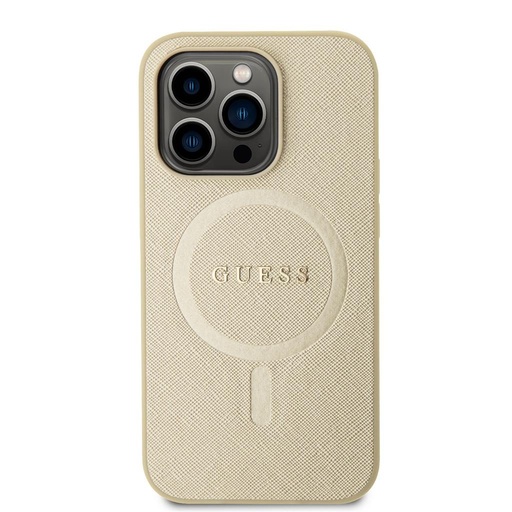 Apple iPhone 15 Pro Guess PU Saffiano MagSafe puzdro (Béžový) - GUHMP15LPSAHMCB