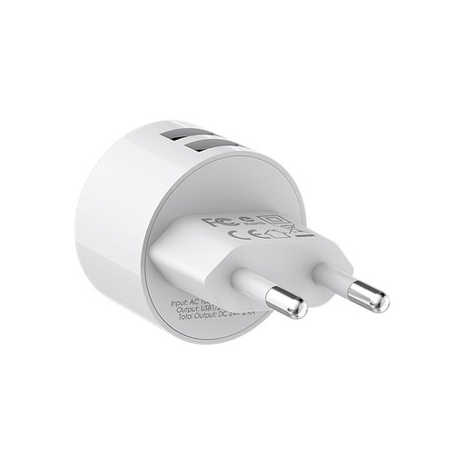 Borofone BA23A sieťový nabíjačka (2 USB port), 5V 2,4A, biely
