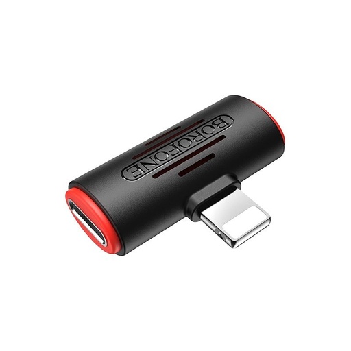 Borofone BV6 lightning rozdeľovač (lightning audio+lightning nabíjačka port), čierny