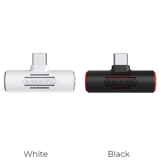 Borofone BV8 type-c rozdeľovač (type-c nabíjačka port+3,5mm jack zásuvka), čierny