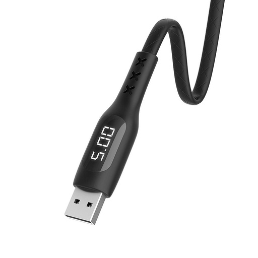 Hoco S6 microUSB kábel (LED displej, časovač), 2.4A, LED indikátor stavu, 1,2m, čierny