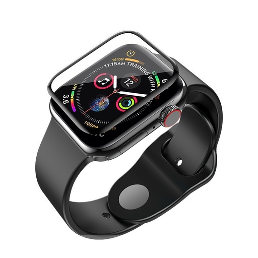 Apple Watch Series1/2/3/4/5(38/40mm) ochranná fólia sklo, priehľadný (čierny rám)