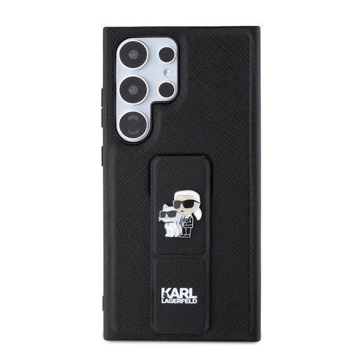 Samsung Galaxy S24 Ultra Karl Lagerfeld Saffiano Grip Stand Metal Logo puzdro (Čierny) – KLHCS24LGSAKCPK