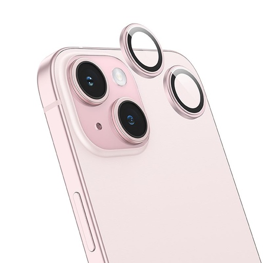 Apple iPhone 15 Pro / iPhone 15 Pro Max Hoco crystal priehľadný metal ochrana kamery ochranné sklo ružový