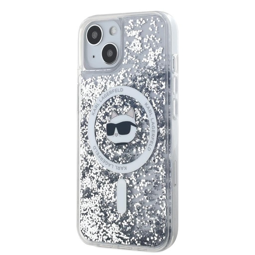 Apple iPhone 15 Karl Lagerfeld Liquid Glitter Choupette Head MagSafe puzdro (Priehľadný) – KLHMP15SLGCHSGH