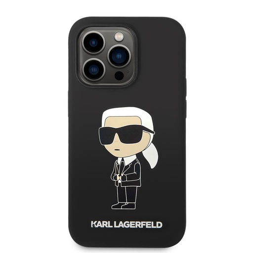 Apple iPhone 15 Pro Max Karl Lagerfeld Liquid Silicone Ikonický NFT puzdro (Čierny) – KLHCP15XSNIKBCK