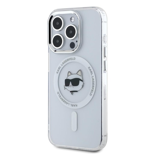 Apple iPhone 15 Pro Karl Lagerfeld IML Choupette Head Metal Frame MagSafe puzdro (Priehľadný) – KLHMP15LHLSCHH