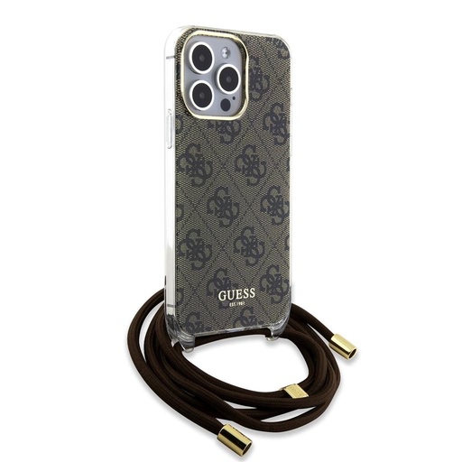 Apple iPhone 15 Pro Guess IML 4G Crossbody Strap puzdro (Hnedý) - GUHCP15LH4SEW