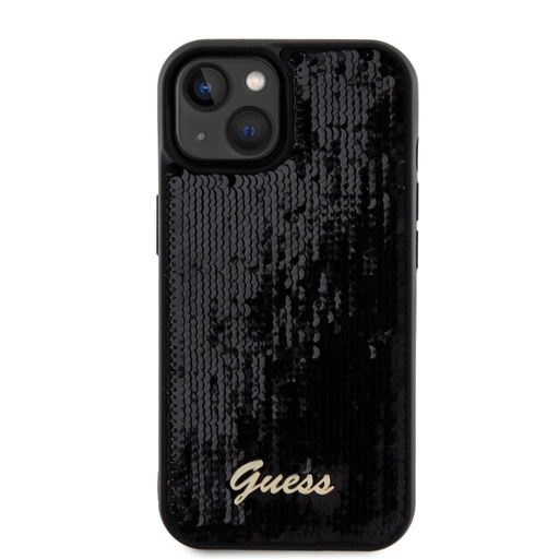 Apple iPhone 15 Guess Sequin Script Logo puzdro (Čierny) - GUHCP15SPSFDGSK