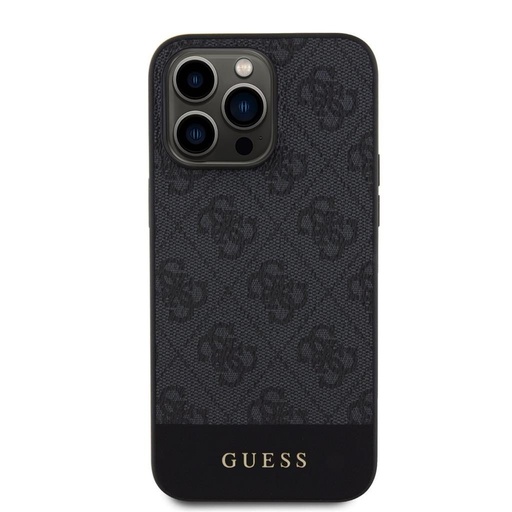 Apple iPhone 15 Pro Guess PU 4G Stripe MagSafe puzdro (Čierny) - GUHMP15LG4GLGR