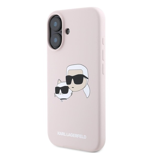 Apple iPhone 16 Karl Lagerfeld Liquid Silicone Double Heads MagSafe puzdro (Ružový) – KLHMP16SSKCHPPLP