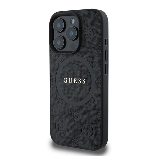 Apple iPhone 16 Pro Guess Saffiano Peony Stamp MagSafe puzdro (Čierny) - GUHMP16LPSAPSMEK